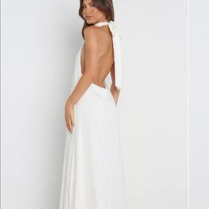 White Neck Tie Dress